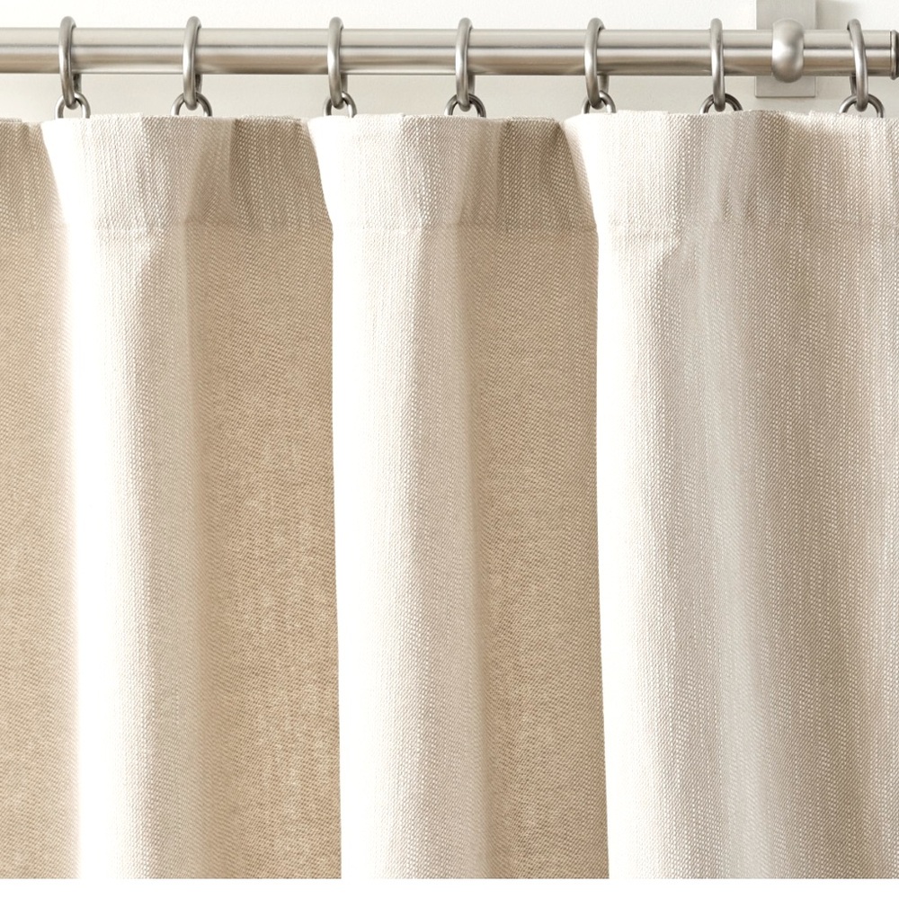 Pottery Barn off-white 100% thick cotton drapes, back tabs, 44x43 inches